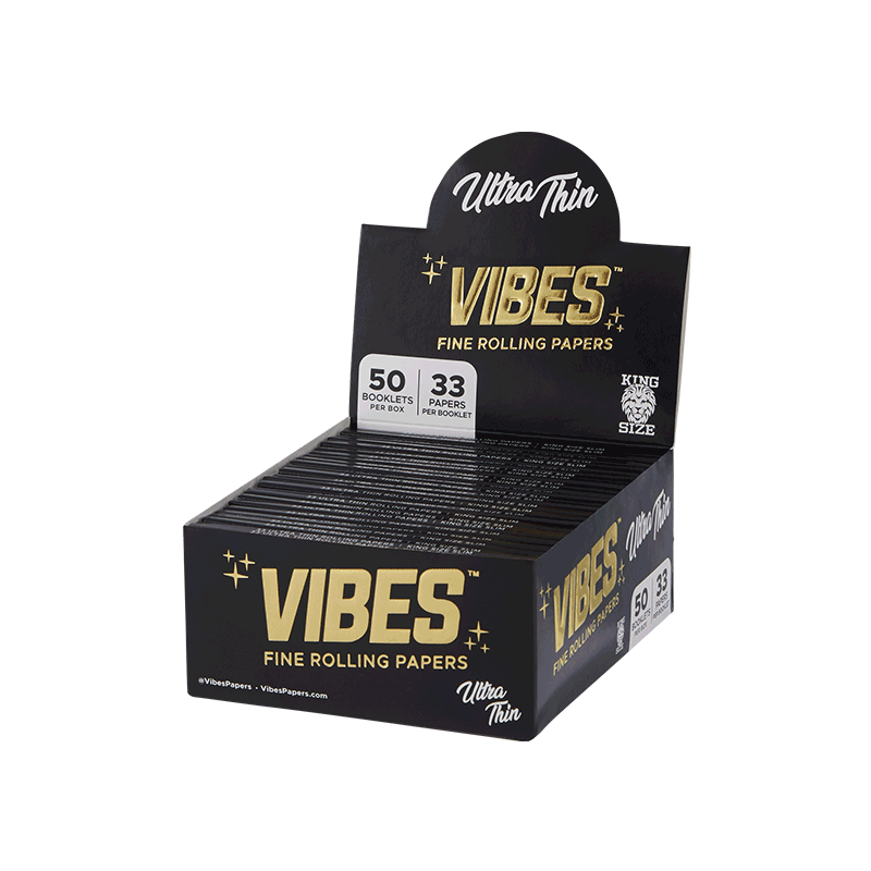 Papírky Vibes King Size Slim, ultra tenké, 33ks v balení | box 50ks