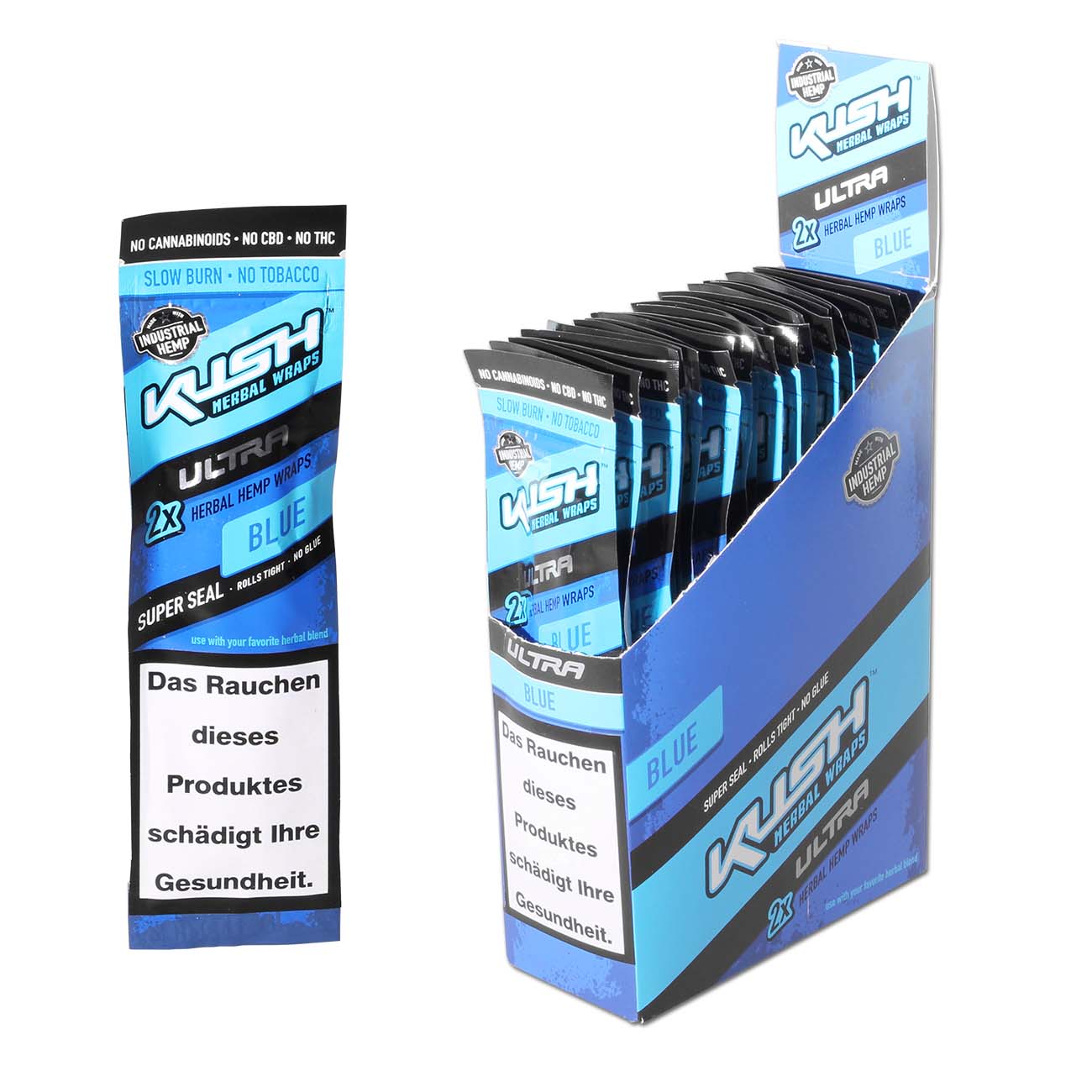 Kush Herbal Hemp Blunt Wraps Ultra Blue, 2ks v balení | box 25ks