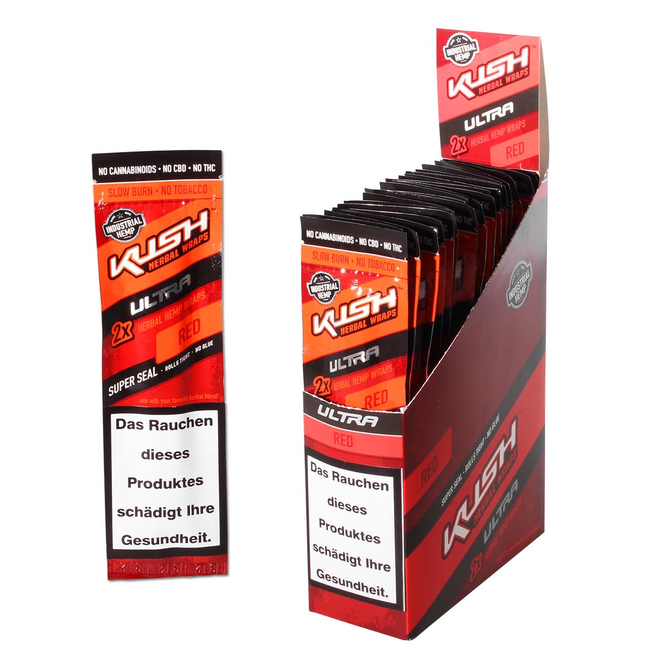 Kush Herbal Hemp Blunt Wraps Ultra Red, 2ks v balení | box 25ks